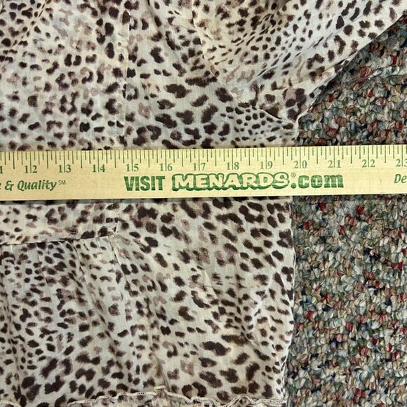Lola Australia Ivory Brown Leopard Print V-Neck 3/4 Sleeve Tiered Dress Size M - Picture 11 of 12